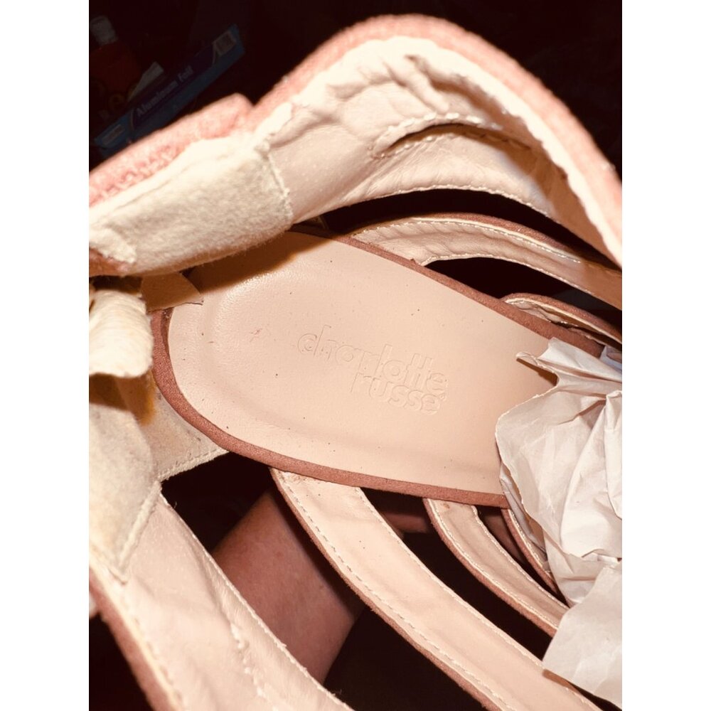 Charlotte Russe Womens Pink Strappy Suede Wedge Sandals Size 7.5 - Picture 3 of 3